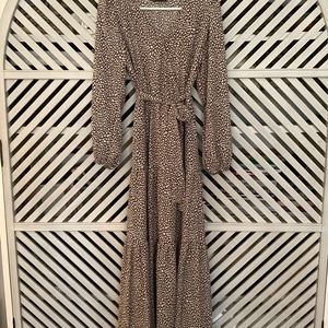 Pretty Garden leopard wrap maxi dress. So comfortable, neutral,  easy!